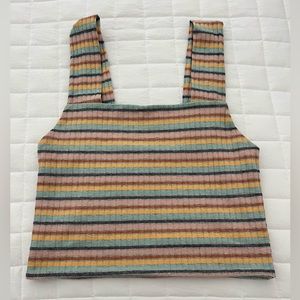 AMERICAN EAGLE OUTFITTERS Multi-color Striped Square Neck Crop Top Size Small